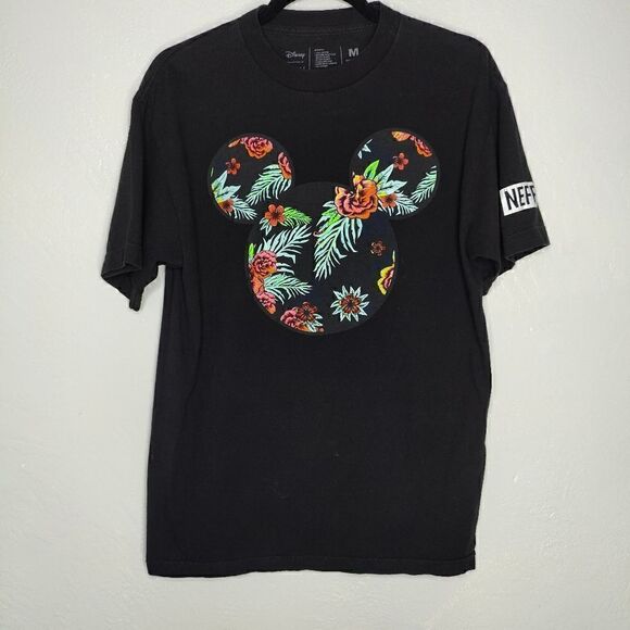 Neff x Disney Mickey Face Tropical Graphic Black Tee - Picture 2 of 10